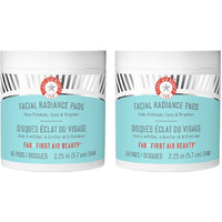 First Aid Beauty - Facial Radiance Pads With Glycolic & Lactic Acids, Daily Exfoliating Pads With Aha That Help Tone & Brighten Skin, Makeup Prep Pads, Compostable For Daily Use, 60 Pads, 2Ct