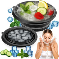 Xangnier Face Bowl For Ice With Built-In Ice Tray - Collapsible Silicone Facial Ice Bath Bowl For Cold Plunge Therapy, Skin Tightening & Acne Relief - Black Portable Spa Tool For Home & Travel