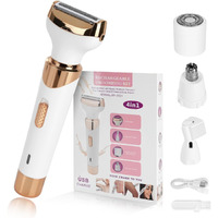 Epilators Hair Removal For Women, 4 In 1 Women Face Epilator, Facial, Eyebrow And Nose Hair Trimmer For All Skin Types, Removable And Washable Heads
