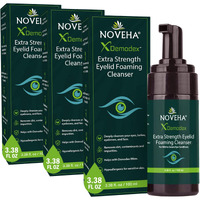 Noveha Demodex Eyelid Cleanser Foam | Extra Strength Tea Tree Oil Formula | Daily Face Wash For Eyelash, Demodex, Mgd, Stye Eyes, Eye Irritations & Skin Dryness, 3.38 Fl Oz (3 Pack)
