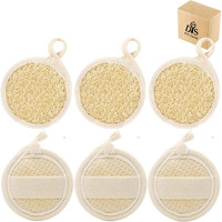 Face Exfoliating Loofah Pads Scrubber, 6 Pcs Luffa Facial Cleanser Sponges Brush, Natural Loofa Exfoliator Scrub Pad For Massage Pores And Cleansing Blackheads For Men Women Without Hurting Skin