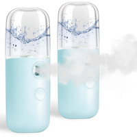 Giverare 2 Pack Nano Facial Steamer, Handy Mini Mister, Usb Rechargeable Mist Sprayer, 30Ml Visual Water Tank Moisturizing&Hydrating For Face, Skin Care, Eyelash Extensions-Blue