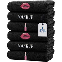 Dan River Makeup Towel 100% Spun Cotton - (Pack Of 6) Luxuriously Soft Reusable Makeup Remover Cloth, Facial Cleansing Cloth, Of 6 13X13 Inch, Black Towels - Makeup