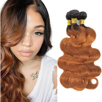1B30 Human Hair Ombre Brown Body Wave Bundles - 10/12/14 Inch Brazilian Virgin Human Hair - Wet And Wavy - 100G/Pc Extension