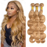16 18 20 Inch Blonde Bundles Color 27 Human Hair Honey Blonde Body Wave Human Hair Weave No Tangle Hair Extensions Brazilian Unprocessed Virgin Hair
