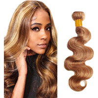 4Hw P2730 Bb Hair Extensions 34 Inch Brown Body Wave Bundles Honey Blonde Bundles P27/30 Bundles Human Hair 8A Unprocessed Brazilian Virgin Hair 1 Bundle