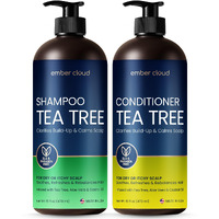 Tea Tree Rosemary Shampoo And Conditioner Set With Castor Oil For All Hair Types - Effective Cleanse And Supports Scalp Health For Women & Men Paraben & Sulfate Free (16 Oz Each)