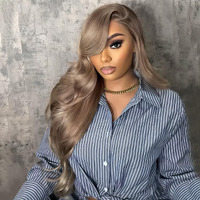 Orijodie Mocha Brown Blonde 13  4 Hd Lace Front Wig Human Hair 180% Density Body Wave Ash Brown Lace Wig Pre Plucked Real Ultra Full Brazilian Hair Milk Tea Colored Wig For Women 24Inch