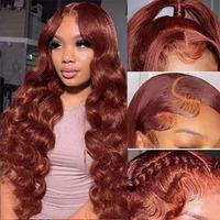 Homgoss Reddish Brown Human Hair Wig 13X6 Hd Body Wave Lace Front Wigs Pre Plucked Auburn Colored With Baby Hair Brazilian Virgin Human Hair Full Lace Front Wigs 250% Density Glueless Wig 30 Inch