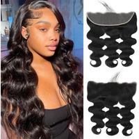 13X4 Lace Frontal Closure Body Wave Ear To Ear Transparent Hd Lace Frontal Brazilian Virgin Human Hair Frontal Pre Plucked With Baby Hair Natural Black 16 Inch