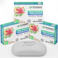 Herboganic Sage, Peach And Pomegranate Herbal Soap | Pack Of 3 Of 5Oz Soap Bar | Natural Bar Soap For Face And Body | Hydrating And Nourishing | Suitable For Men And Women