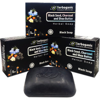 Herboganic Black Seed, Charcoal And Shea Butter Herbal Soap | Pack Of 3 Of 5Oz Soap Bar | Natural Bar Soap For Face And Body | Hydrating And Nourishing | Suitable For Men And Women