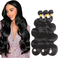 Human Hair Bundles Body Wave Human Hair 8A Grade Black Bundles Human Hair Body Wave Bundles 20 22 24 Inch Unprocessed Brazilian Virgin Hair Soft And Healthy For Women