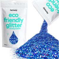 Hemway Eco Friendly Biodegradable Glitter 100G / 3.5Oz Bio Cosmetic Safe Sparkle Vegan For Face, Eyeshadow, Body, Hair, Nail And Festival - Chunky (1/40"" 0.025"" 0.6Mm) - Sapphire Blue Holographic