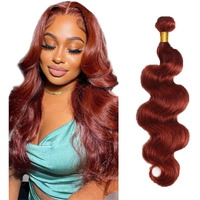 Reddish Brown Bundle Color #33 Human Hair 1 Bundle 32 Inch Brazilian Virgin Reddish Brown Body Wave Bundle Human Hair Extensions Color #33 Bundle Human Hair Weave