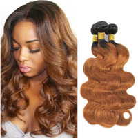 Niciitysi Color 1B30 Body Wave Bundles Human Hair Light Brown Bundles 8 10 12 Inch Ombre Two Tone Black And Brown Bundles Double Weft Brazilian Hair Extensions Silky And Soft