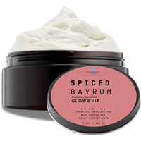 Glowwhip Body Butter - Spiced Bay Rum | Whipped Body Butter For Deep Hydration & Soft Skin | Non-Greasy, Fast-Absorbing Moisturizer With Beeswax, Aloe & Vitamin E | Warm, Unisex Scent | 8 Oz (Bay)