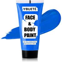 Ybuete Blue Water Based Face Body Paint, 2.37 Oz Large Tube Full Coverage Face Paint For Avatar Smurfs Mermaid Cosplay Makeup, Washable Royal Blue Body Painting Cream For Adult Halloween Sfx Makeup