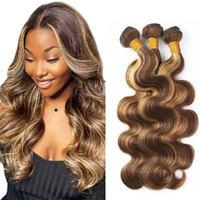 P427 Highlight Blonde Bundles Human Hair Body Wave Bundles 14 14 14 Inch Unprocessed Brazilian Virgin 3 Bundle Brown Body Wave Human Hair Extensions