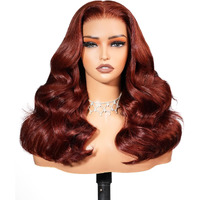 Arabella 5X6 Glueless Wigs 33# Reddish Brown Wigs Human Hair Pre Plucked Pre Cut 230% Density Glueless Wigs 100% Human Hair 12A Hair Wig Pre Plucked Bleached Knots Loose Body Wave Wig 20Inch