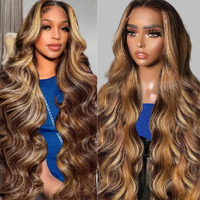 Sunelk 30 Inch Honey Blonde Ombre Body Wave Lace Front Wigs Human Hair 200 Density 4/27 Highlight 13X6 Lace Front Wig Human Hair For Women Glueless Wigs Human Hair Pre Plucked Hd Lace Frontal Wig