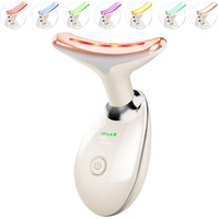 Elishine Red Light Therapy For Face And Neck, 7 Color Beauty Face Massager Tool, Vibrating Facial Massager With Thermals For Wrinkles, Double Chin, Milky White