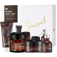 Mizon Full Korean Skincare Set Allin1 Snail Repair Cream Snail Repair Intensive Ampoule Snail Repairing Foam Cleanser And Snail Repair Eye Cream