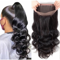 Gyajep 360 Lace Frontal 360 Hd Transparent Full Lace 12A Unprocessed Brazilian Remy Human Hair Body Wave Frontal Bleachable Knots 150% Density Natural Color 22 Inch