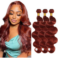#33 Copper Red Bundles Human Hair Body Wave 3 Bundles 18 20 22 Inch Unprocessed Brazilian Virgin Remy Reddish Brown Body Wave Bundle Human Hair Extensions