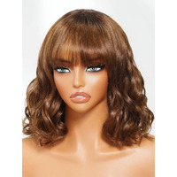 Beauty Forever Bob Wig Human Hair With Bangs Loose Body Wave Glueless 4X2 Hd Lace Chestnut Chocolate Brown With Highlight Pre Plucked Bob Wear And Go Short Wigs Beginner Friendly 150% Density 10Inch