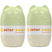 Solar Swipe Sunscreen Applicator - Refillable Roll On For Kids & Adults Mess-Free Sunscreen Roller & Sponge Dispenser Portable Sun Protection, Ideal For Travel & Outdoor Use (Olive Beige 2 Pack)