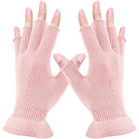 Mig4U Fingerless Moisturizing Gloves, Half Finger Touchscreen Beauty Glove For Eczema, Spa, Dry Hands, Skin Treatment, Summer Sun Uv Protection, Pink, 1 Pairs S/M