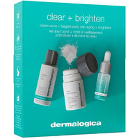 Dermalogica Clear And Brighten Kit, 3 Step Facial Skincare Set - Includes Face Cleanser, Exfoliator, And Serum