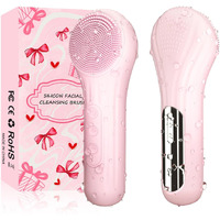Silicone Face Scrubber, Waterproof Electric Facial Cleansing Brush For Men & Women, Rechargeable Face Scrubber With 5 Modes For Deep Cleansing, Exfoliating, Massage (Pink)