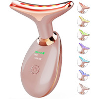 Sdkwdh Red Light Therapy For Face And Neck, 7 Color Face Massager Tool For Wrinkles, Double Chin, Vibrating Facial Massager With Thermals For Skin Care, Rose Gold
