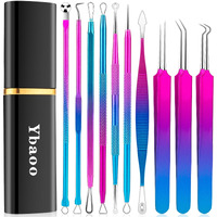 Pimple Popper Tool Kit - Ybaoo 10 Pcs Blackhead Remover Comedone Extractor Kit With Metal Case For Quick And Easy Removal Of Blackheads, Zit Removing, Facial And Nose(Colorful)