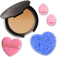 Beetbul Makeup & Exfoliation Kit - Biss   Compact Powder + 1 Medium Velvet Puff + 2 Finger Puffs + 1 Facial Exfoliating Sponge (14 Cappuccino, One Size)