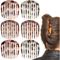 6Pcs French Tortoise Hair Combs, 7-Tooth Hair Side Comb, Curved Comb Clip To Make A French Twist & Backcomb Front Hair