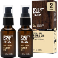 Every Man Jack Mens Beard Oil - Vanilla & Cedar Fragrance - Deeply Moisturizes And Softens Your Beard And Adds A Natural Shine - Naturally Derived With Shea Butter- 1 Fl Oz (2 Pack)