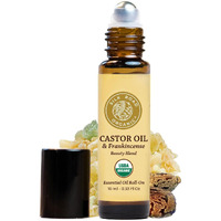 Silk Road Organic Castor Oil & Frankincense Essential Oil Under Eye Roll On, 100% Pure Usda Certified Hexane Free For Face Wrinkles, Dark Circles, Puffy Eyes, Anti-Aging - 10Ml Roller
