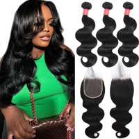 12A Human Hair Bundles With Closure Body Wave 18 20 22+16 Inch 5X5 Hd Frontal Body Wave Bundles Human Hair Real 100% Raw Unprocessed Brazilian Virgin Sew In Quick Weave Natural Black Deals