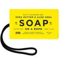 Byrd Hydrating Soap On A Rope - Daily Cleansing Face And Body Bar, With Shea Butter, Aloe Vera Gel And Sea Salt, 9 Oz