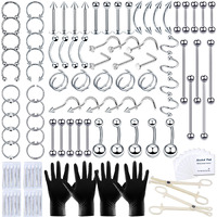 131Pcs Piercing Kit For All Body Piercings Stainless Steel Piercing Jewelry With 12G 14G 16G 20G Piercing Needles And Tools For Nose Septum Belly Button Lip Ear Tongue Cartilage Eyebrow Tragus