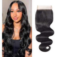 Human Hair 5X5 Lace Closure Brazilian Virgin Human Hair Lace Closure With Baby Hair Body Wave Pre Plucked Free Part Bleached Knot Brazilian Virgin Hair Natural Color 18 Inch