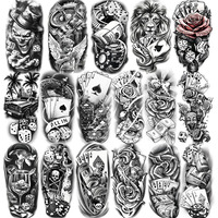 77 Sheets Temporary Tattoos, 17 Sheets Half Arm Lion Clown Flower Skeleton Car Flower Heart Poker For Adults Shoulder Neck, 60 Sheets Tiny Fake Tattoo Sticker For Teen Men Women Body Art