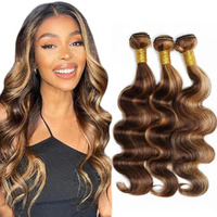 Ombre Bundles 28 30 32 Inch 4/27 Human Hair Bundles Highlight Body Wave Bundle Healthy And Soft Honey Blonde Bundle Brazilian Virgin Remy Hair Extensions