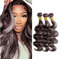 22 24 26 Inch P4/Gray Bundles Highlight Grey Body Wave Human Hair Bundles Peruvian Virgin Hair Two Tone Brown Mixed With Silver Bundles Human Hair