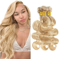 P27613 Bundles Ombre Body Wave Human Hair Bundle Highlgiht Blonde 3 Bundles 22 22 22 Inch Two Tone Honey Blonde Mixed With 613 Body Wave Bundle For Black Women