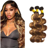 Honey Blonde Bundles Human Hair Ombre Body Wave Bundle P4/27 Highlight Bundle 20 22 24 Inch Brazilian Unprocessed Virgin Hair 3 Bundles