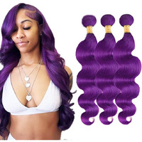 Honey Purple Bundle Dark Purple Body Wave Bundles Human Hair Unprocessed Virgin Hair 20 22 24 Inch Purple Human Hair Mixed 3 Bundles